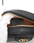 Pre-Loved Ophidia Round Mini Crossbody Bag Leather Mini with Gold Hardware, Black