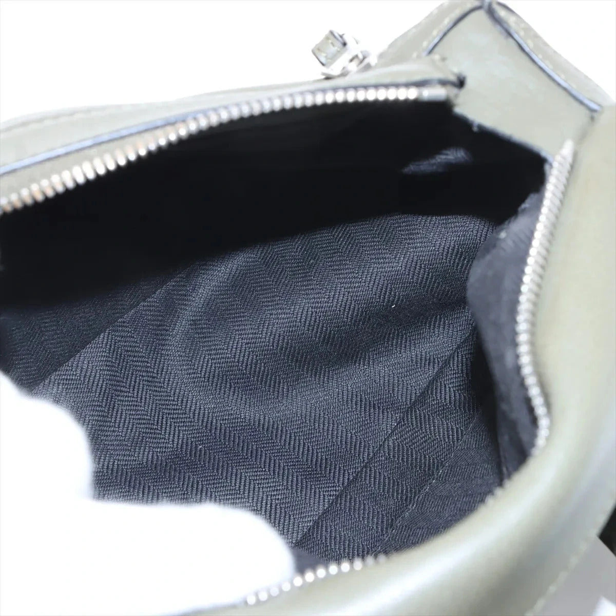 Pre-Loved Puzzle Crossbody Bag Leather Small with Silver Hardware, Khaki Green
