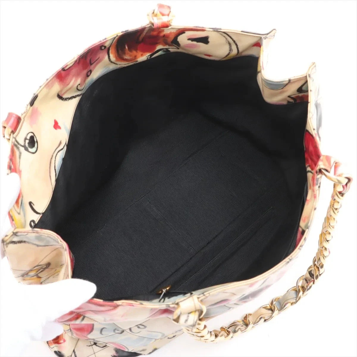 Pre-Loved Graffiti CC Tote Tote Quilted Coated Canvas with Gold Hardware, Multicolor