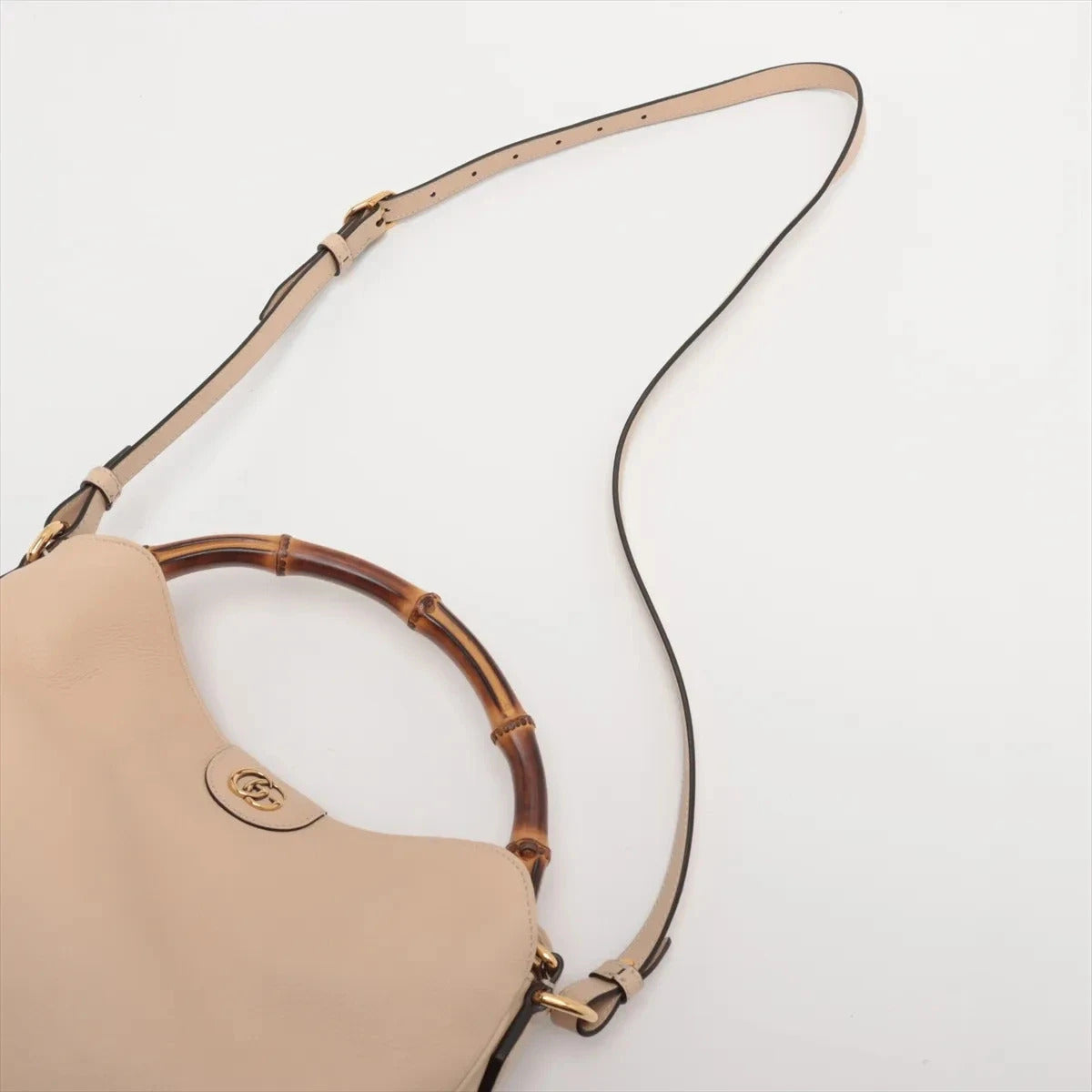 Pre-Loved Diana Bamboo Shoulder Bag Leather Medium with Gold Hardware, Beige