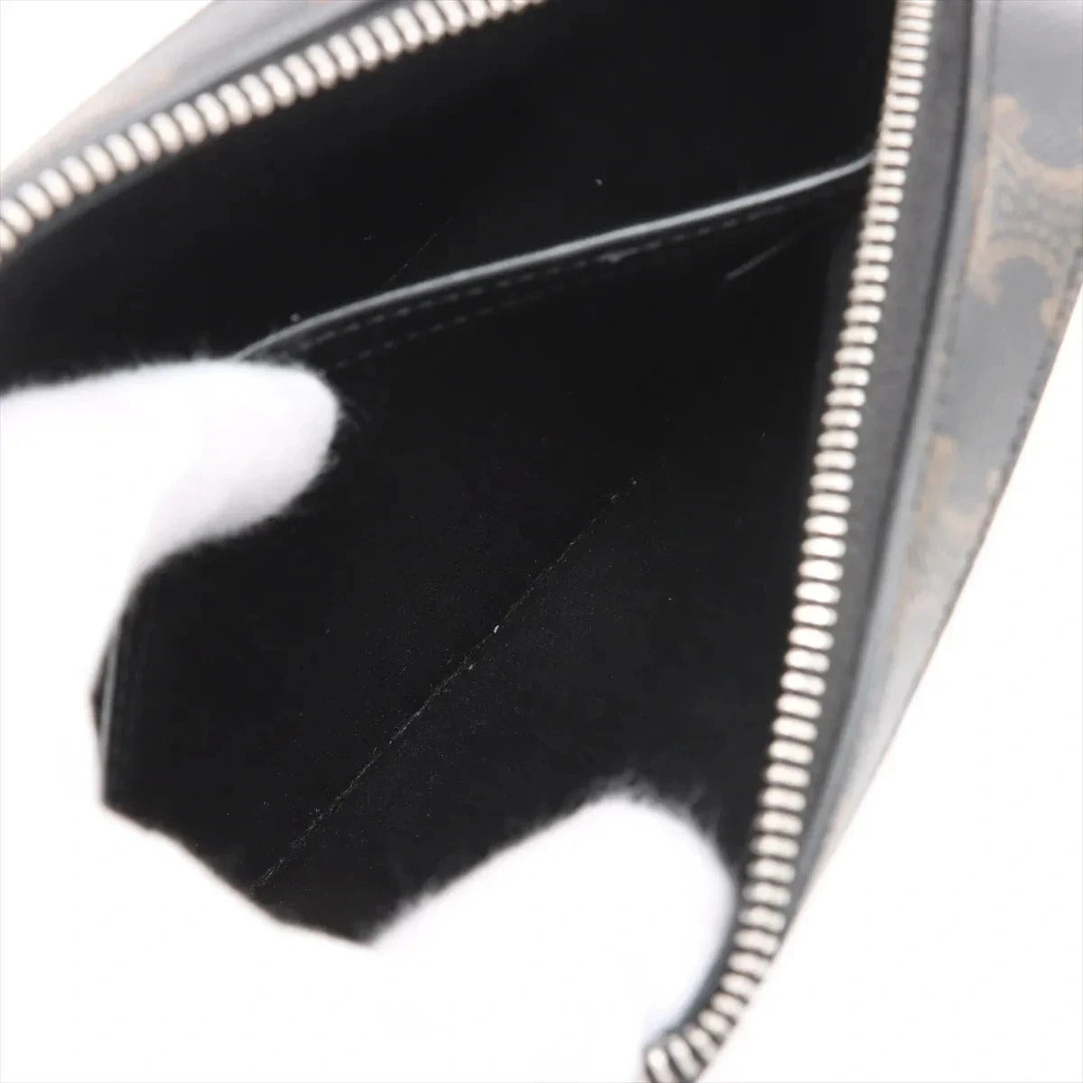 Pre-Loved Triomphe Camera Bag Crossbody Bag Triomphe Coated Canvas Medium with Silver Hardware, Black Brown