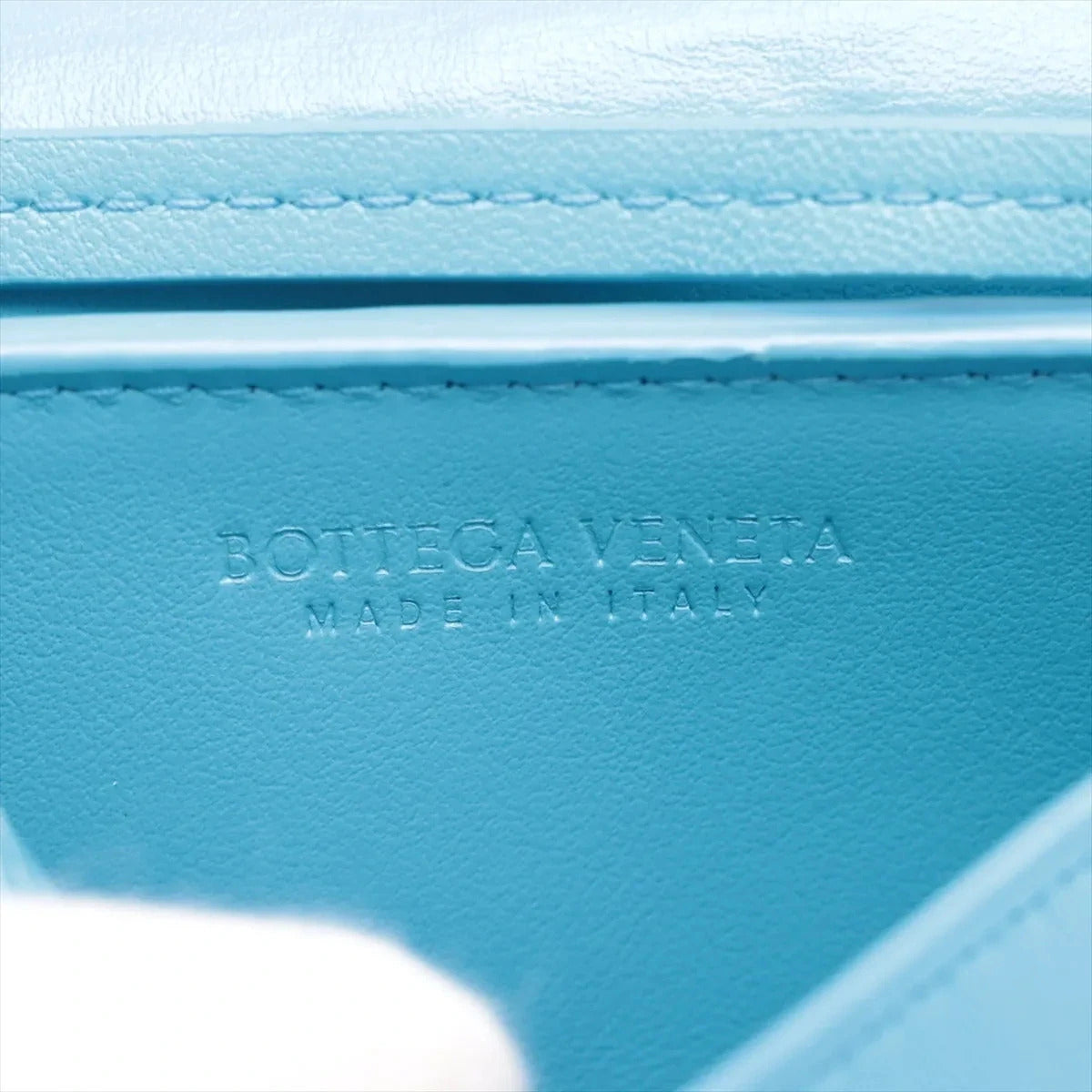 Pre-Loved Intrecciato Mini Crossbody Crossbody Bag Intrecciato Leather Mini, Light Blue