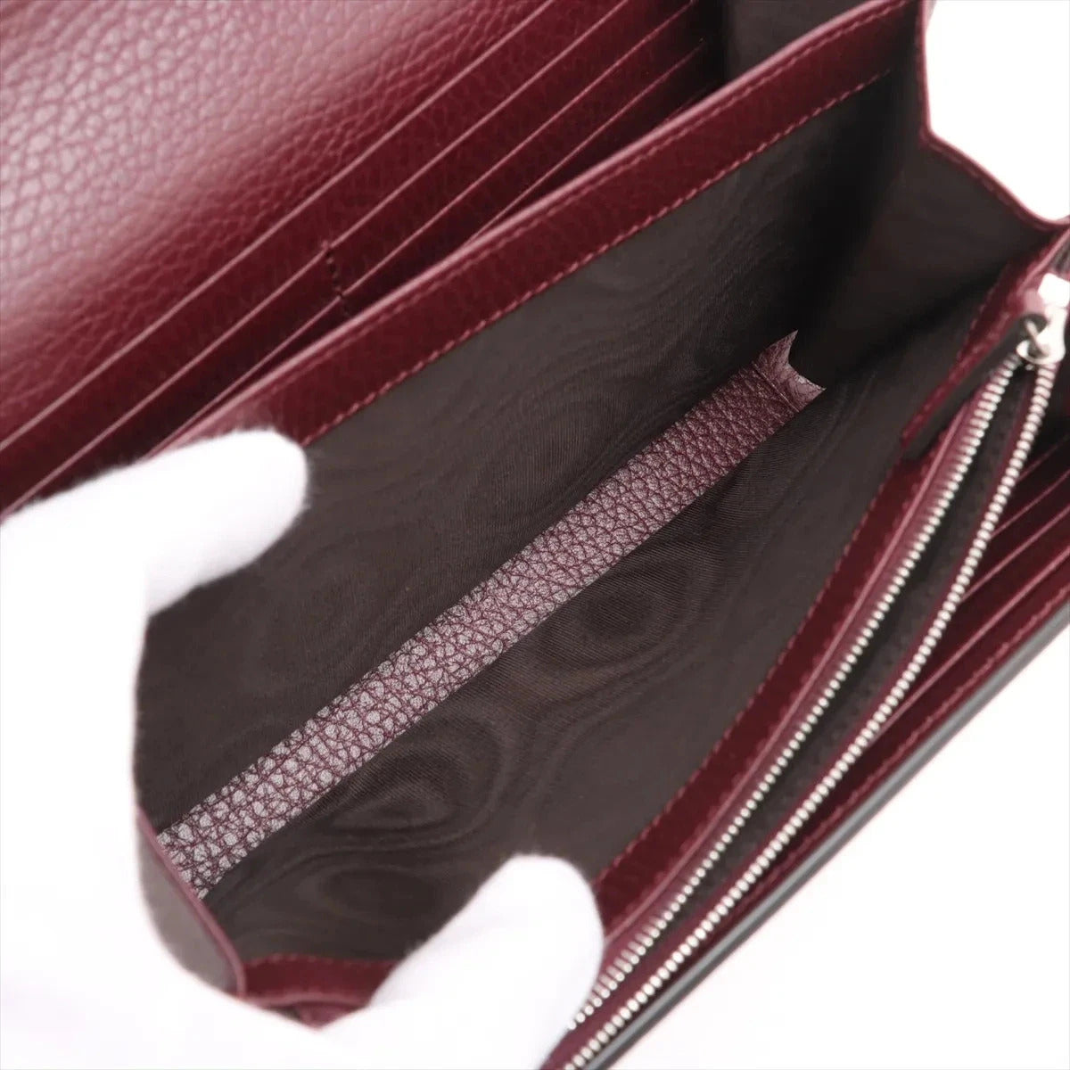 Pre-Loved Dionysus Chain Wallet Crossbody Bag Leather Mini with Aged Silver Hardware, Burgundy