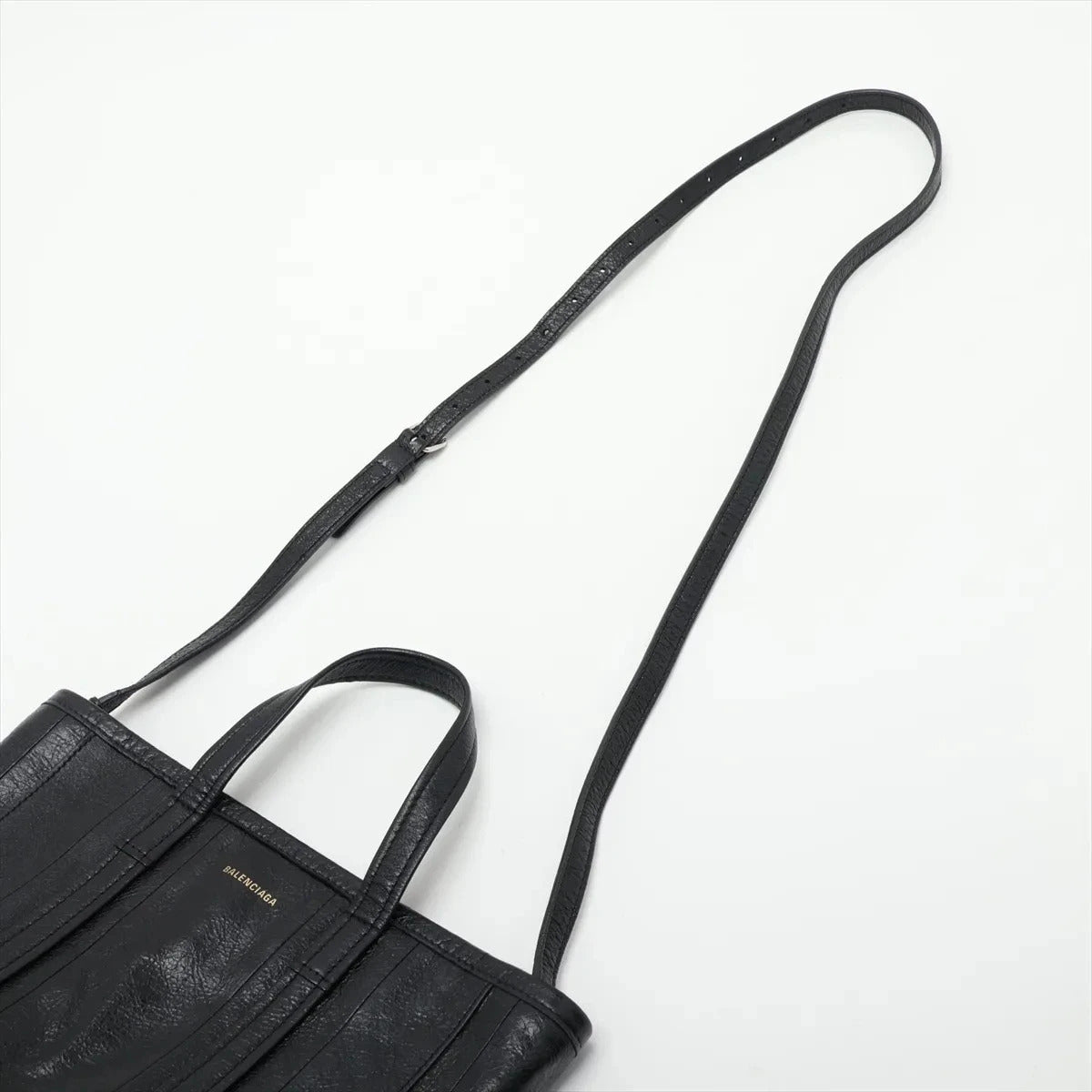 Pre-Loved Barbes East-West Shopper Tote Leather Small with Silver Hardware, Black