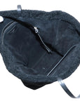 Pre-Loved Shopping Tote Shearling with Silver Hardware, Black