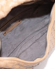 Pre-Loved Veneta Shoulder Bag Intrecciato Leather Medium with Silver Hardware, Beige