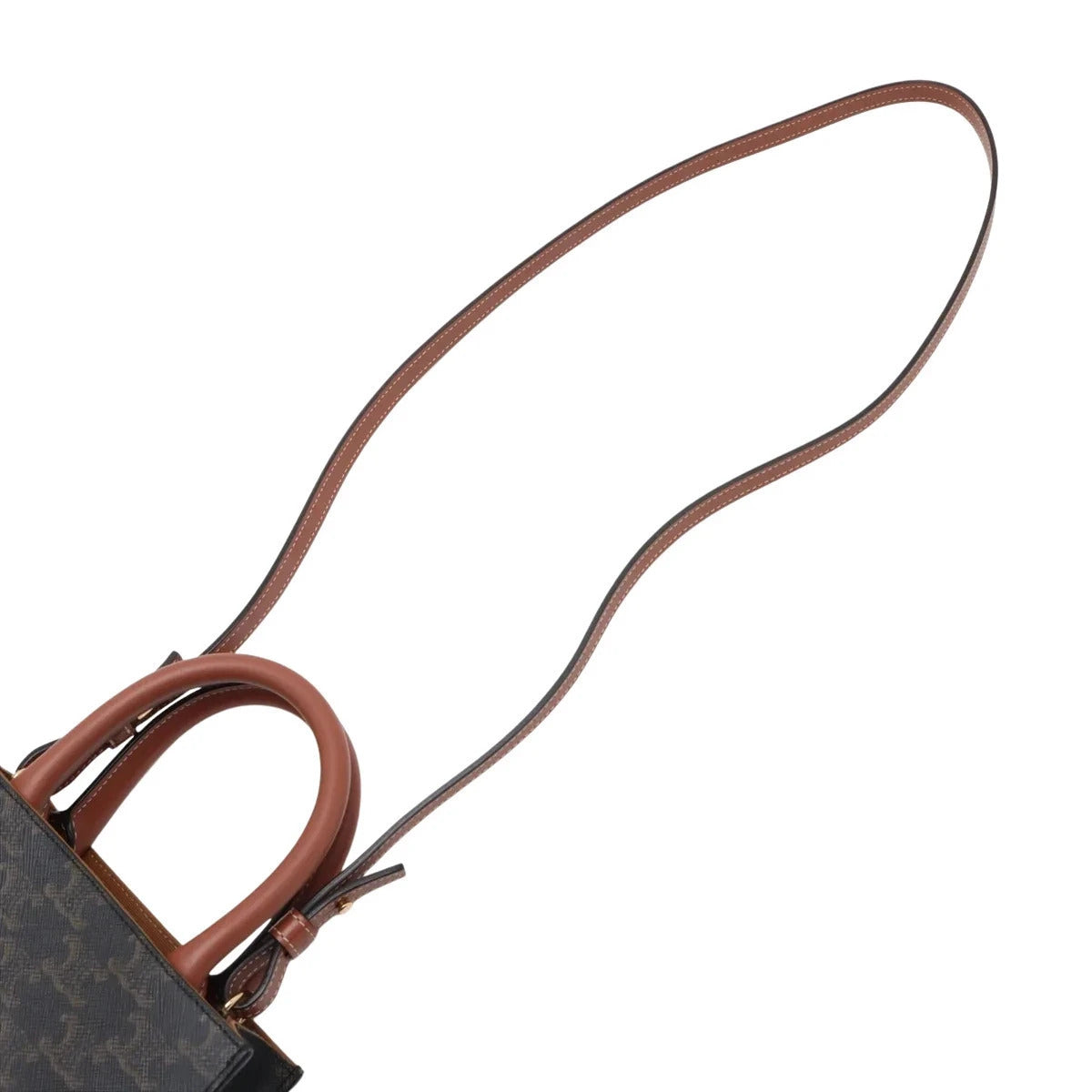 Pre-Loved Vertical Cabas Tote Triomphe Canvas Coated Mini with Gold Hardware, Brown