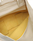 Pre-Loved Cabas Bi-Cabas Vertical Tote Leather with Gold Hardware, White and Yellow