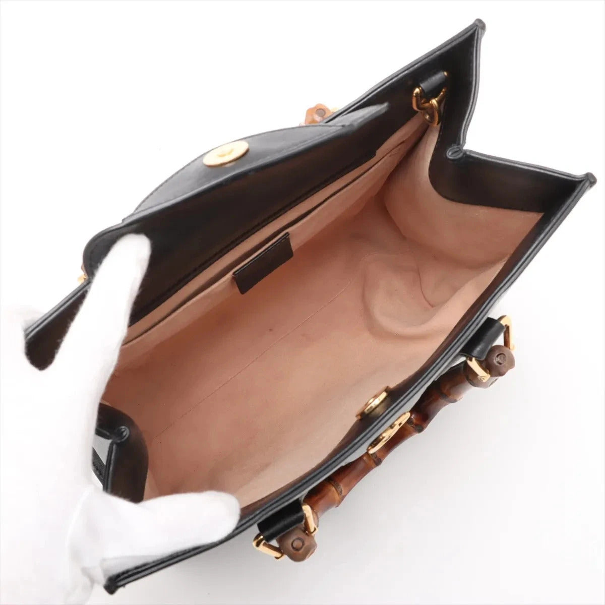 Pre-Loved Diana Bamboo Tote Leather Small with Gold Hardware, Black