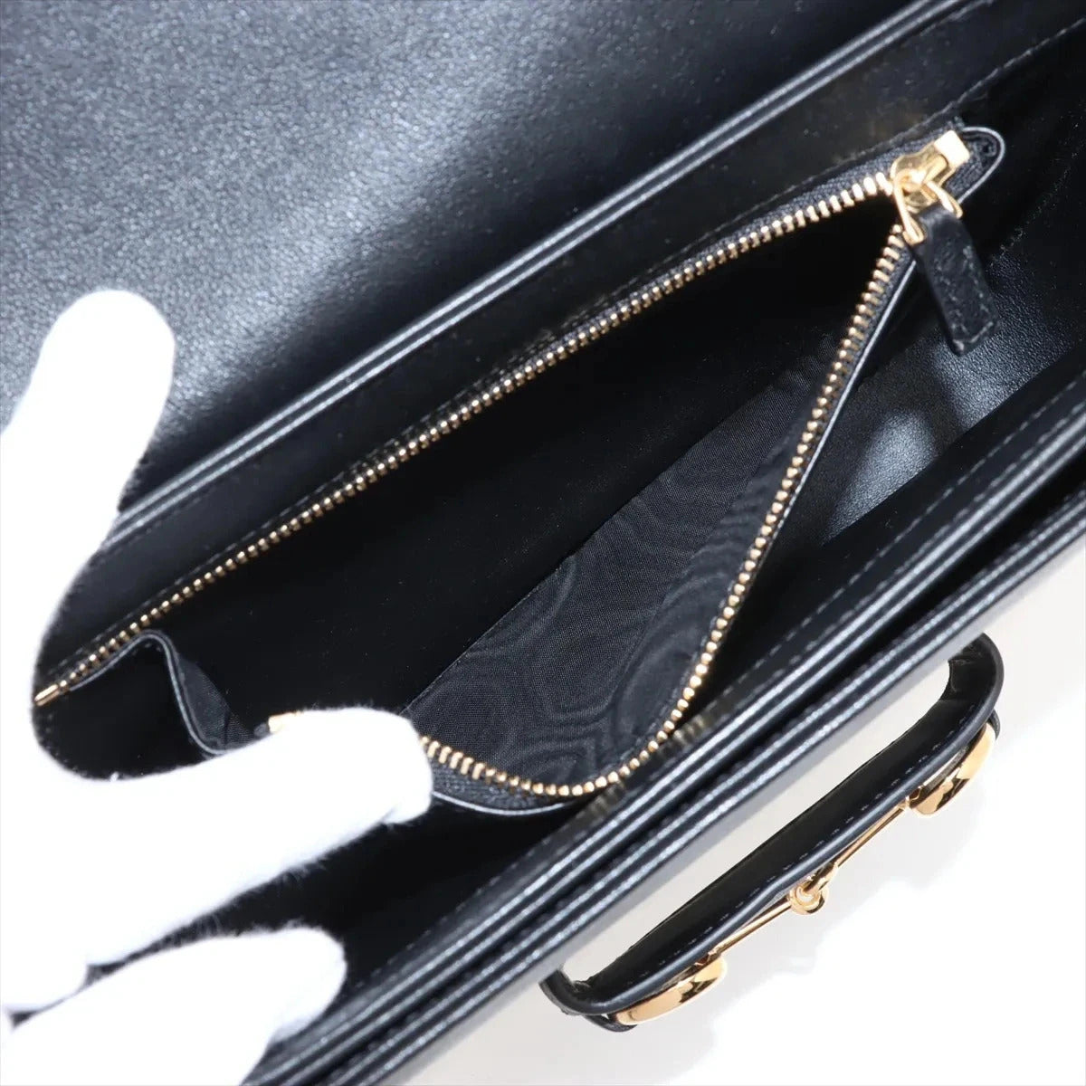Pre-Loved Horsebit 1955 Shoulder Bag Leather Small with Gold Hardware, Black