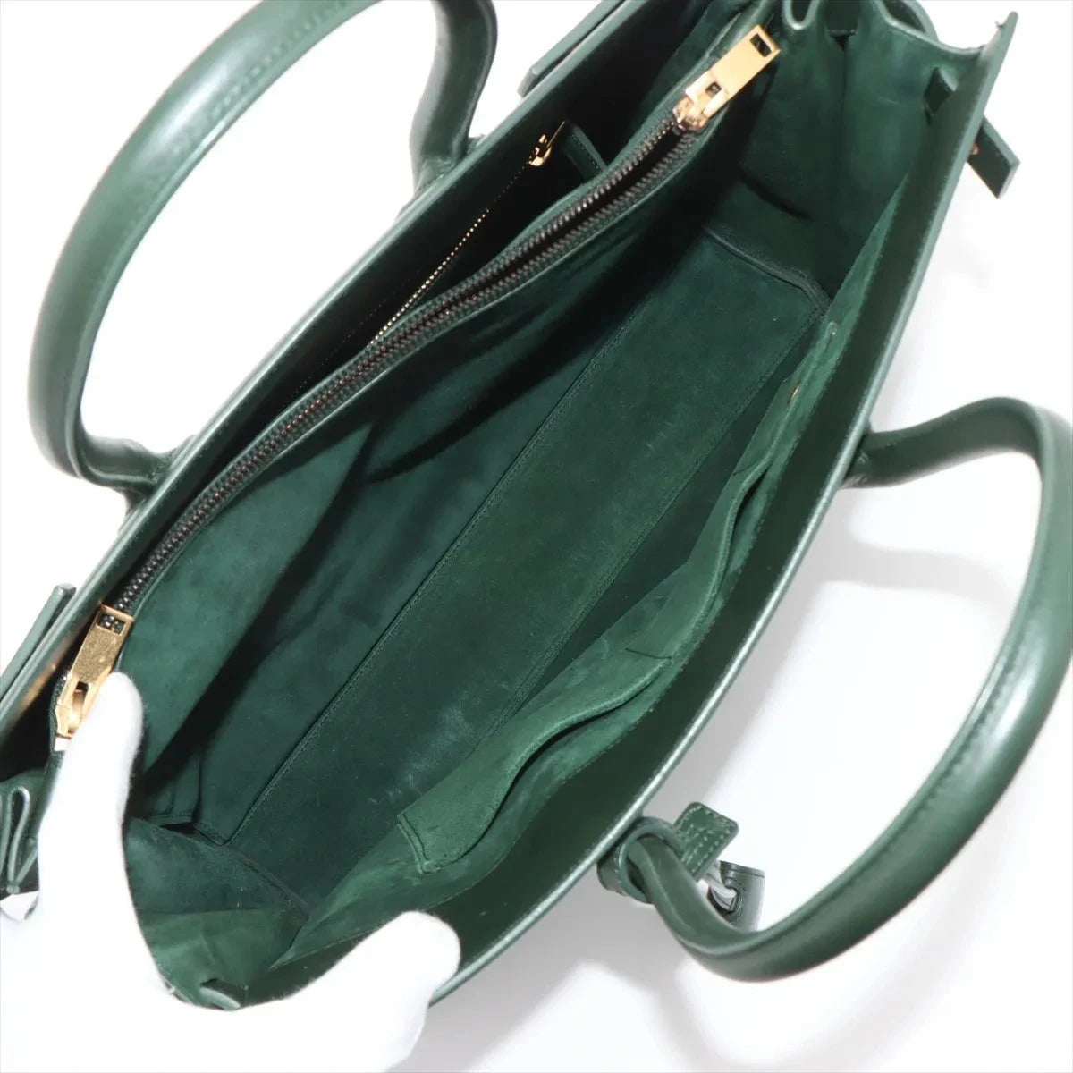Pre-Loved Sac de Jour Tote Leather Small with Gold Hardware, Dark Green