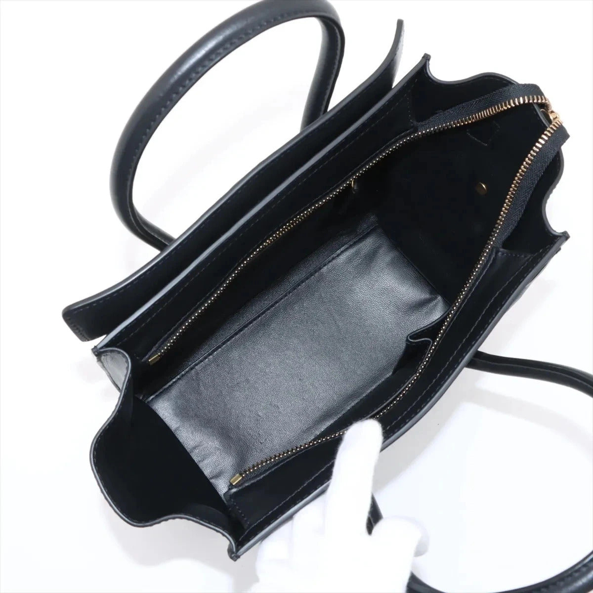 Pre-Loved Luggage Tote Leather Micro with Gold Hardware, Black