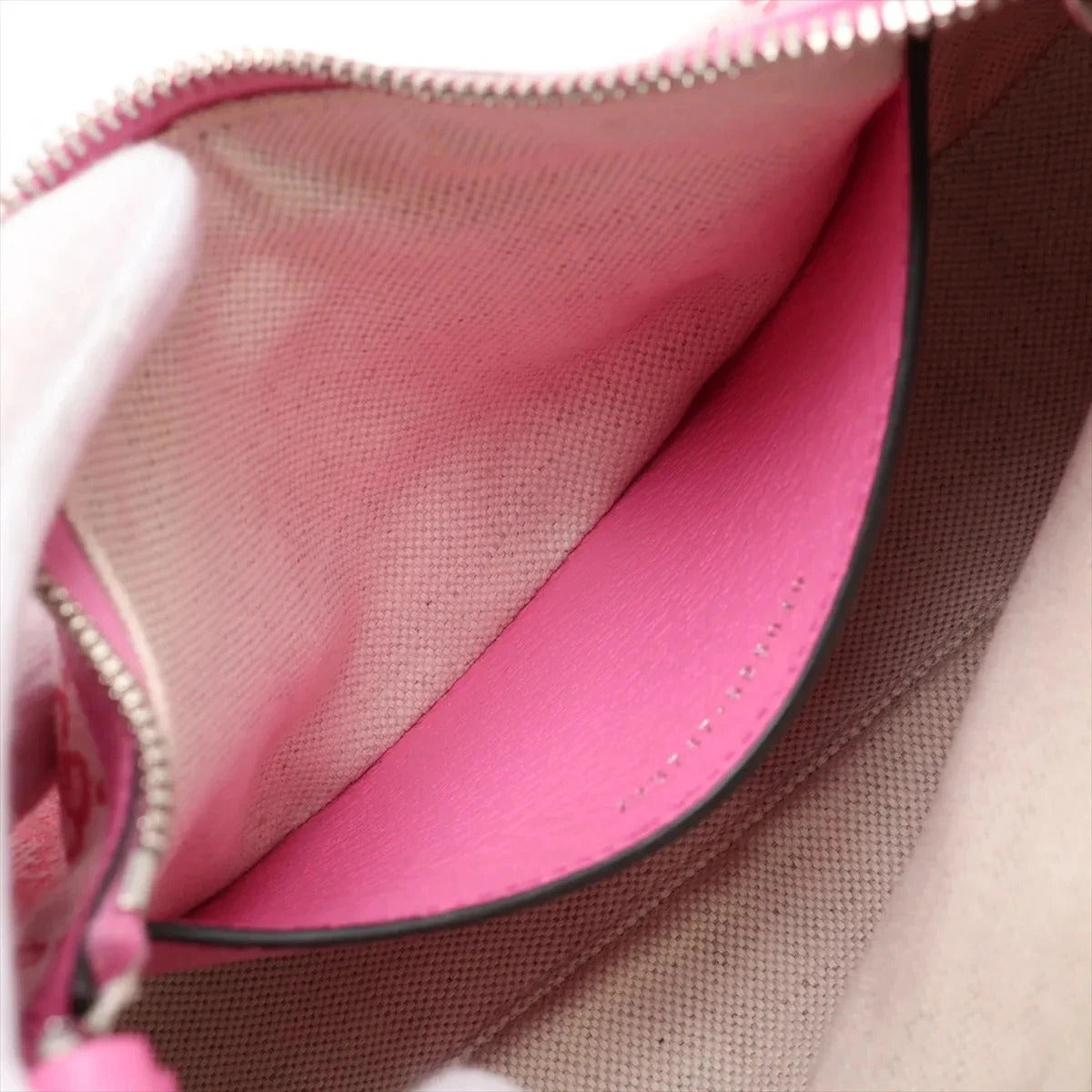 Pre-Loved GG-P Half-Moon Shoulder Bag Monogram Coated Canvas Small with Silver Hardware, Pink