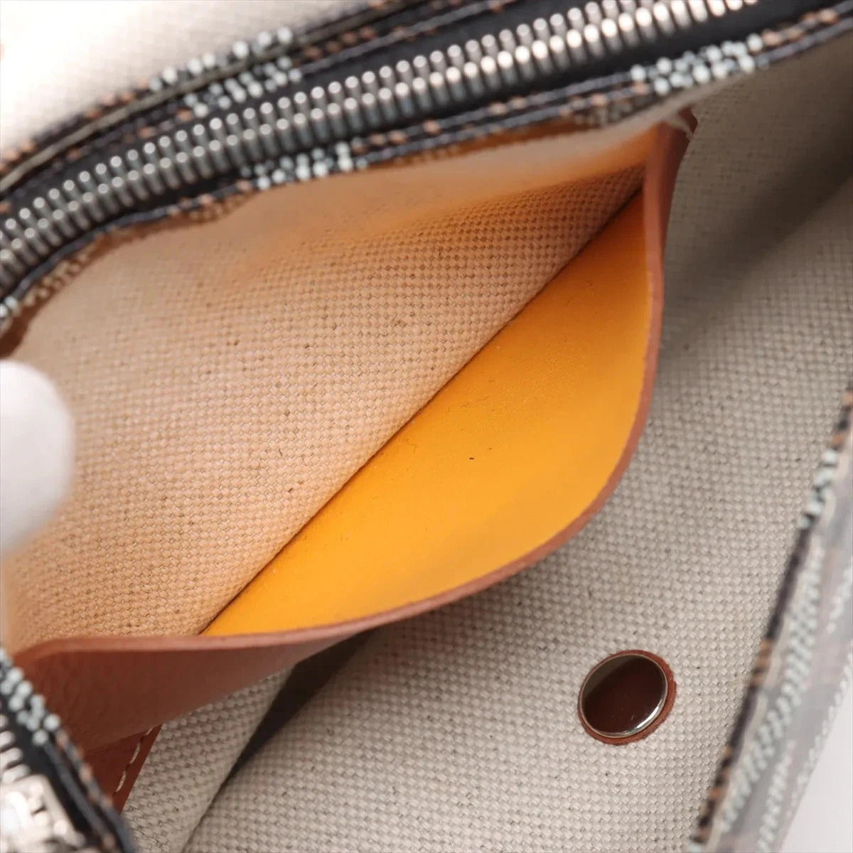Pre-Loved Plumet Crossbody Bag Goyardine Chevron Coated Canvas with Silver Hardware, Black and Tan