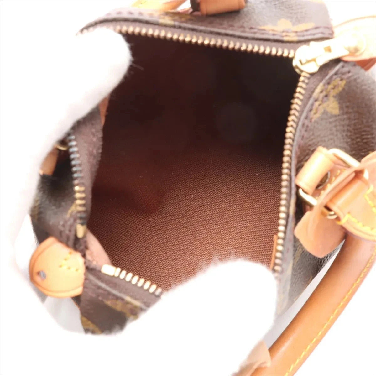 Pre-Loved Mini Speedy Handbag Monogram Coated Canvas Mini with Gold Hardware, Brown