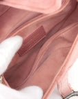Pre-Loved Saddle Shoulder Bag Suede Mini with Gold Hardware, Pink