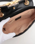 Pre-Loved GG Marmont Shoulder Bag Monogram Coated Canvas Mini with Gold Hardware, Beige / Ebony with Black Leather Trim