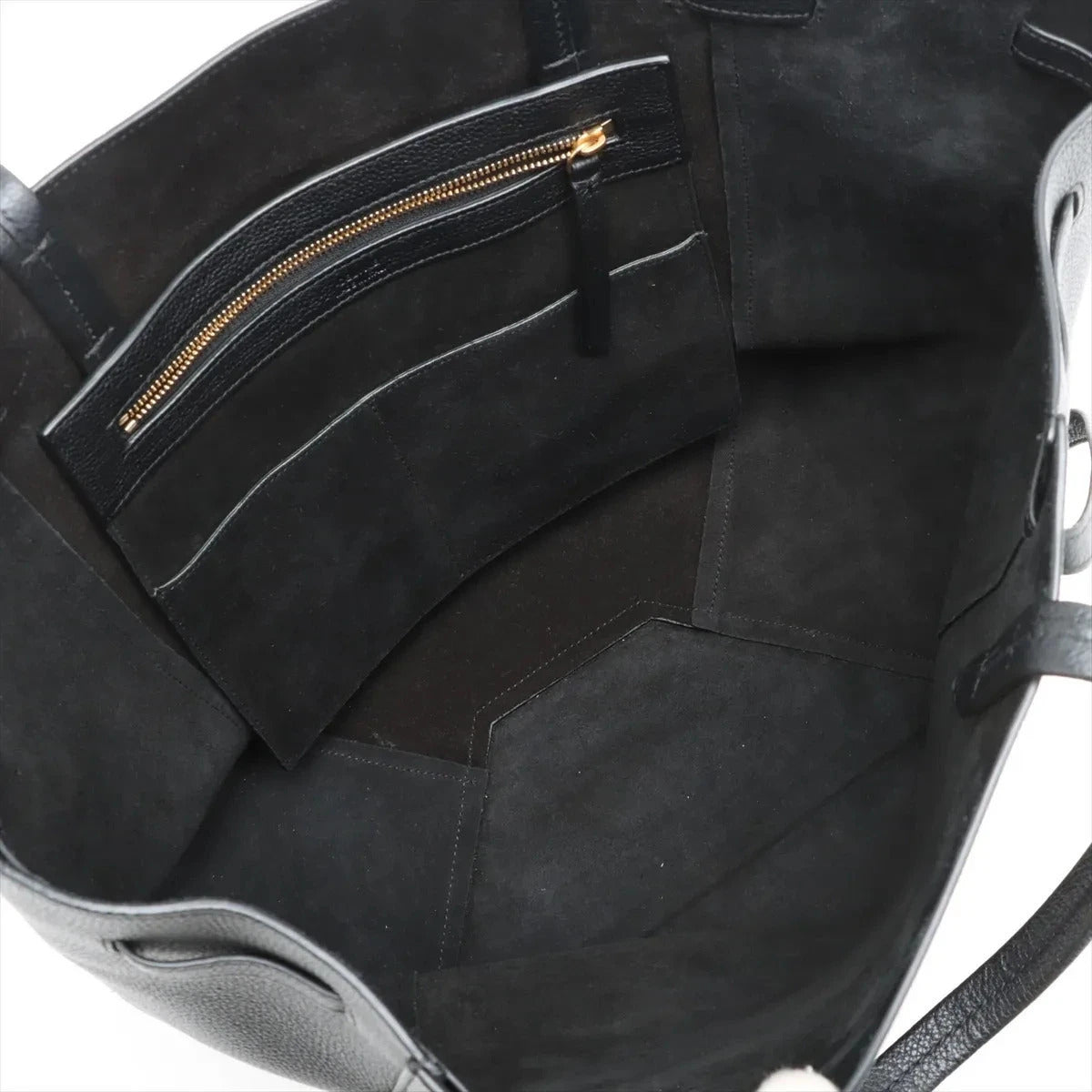 Pre-Loved Cabas Phantom Tote Leather Medium with Gold Hardware, Black