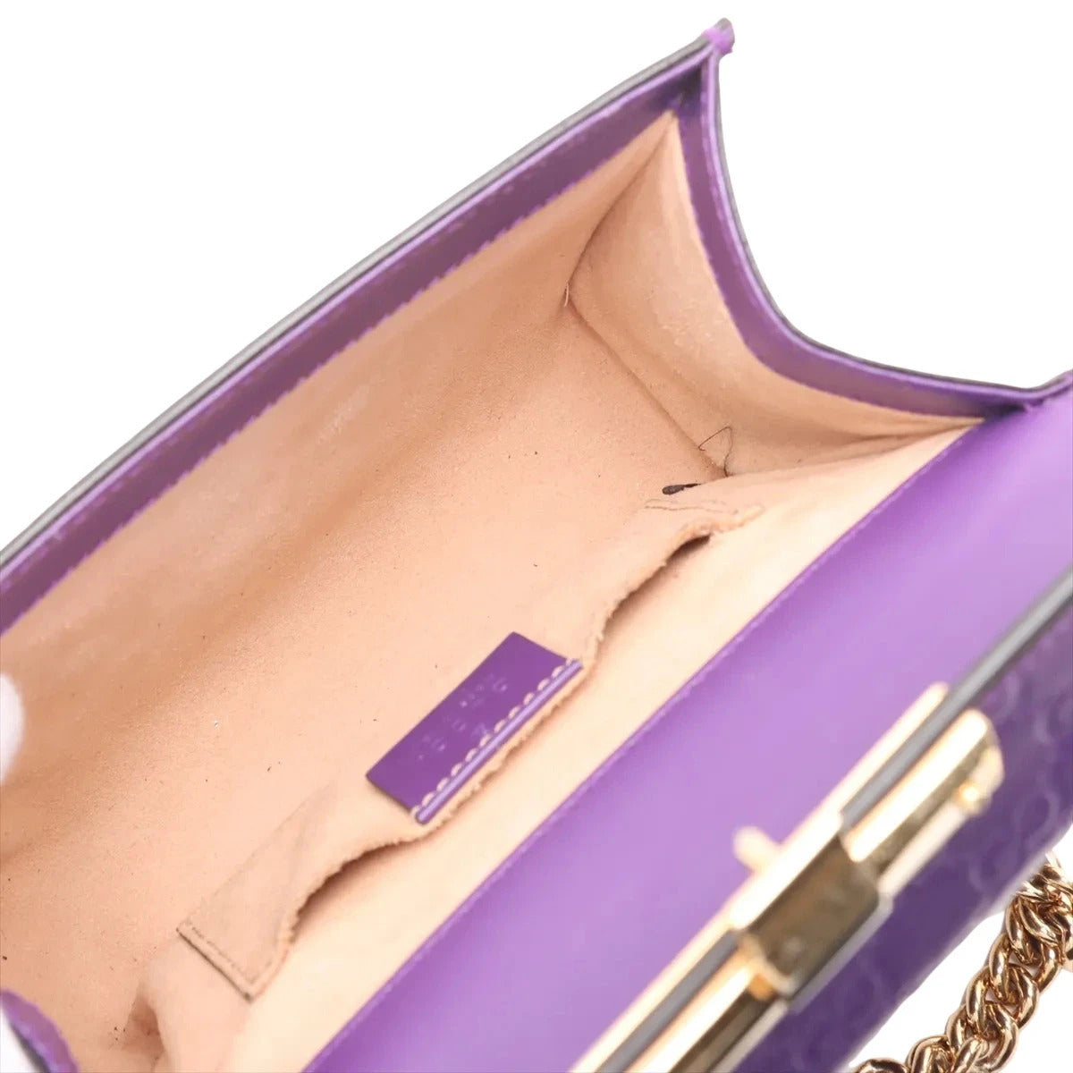 Pre-Loved Padlock Shoulder Bag Monogram Leather Mini with Gold Hardware, Purple