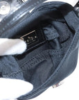 Pre-Loved Mini Mamma Baguette Shoulder Bag Canvas Plain Mini with Silver Hardware, Black