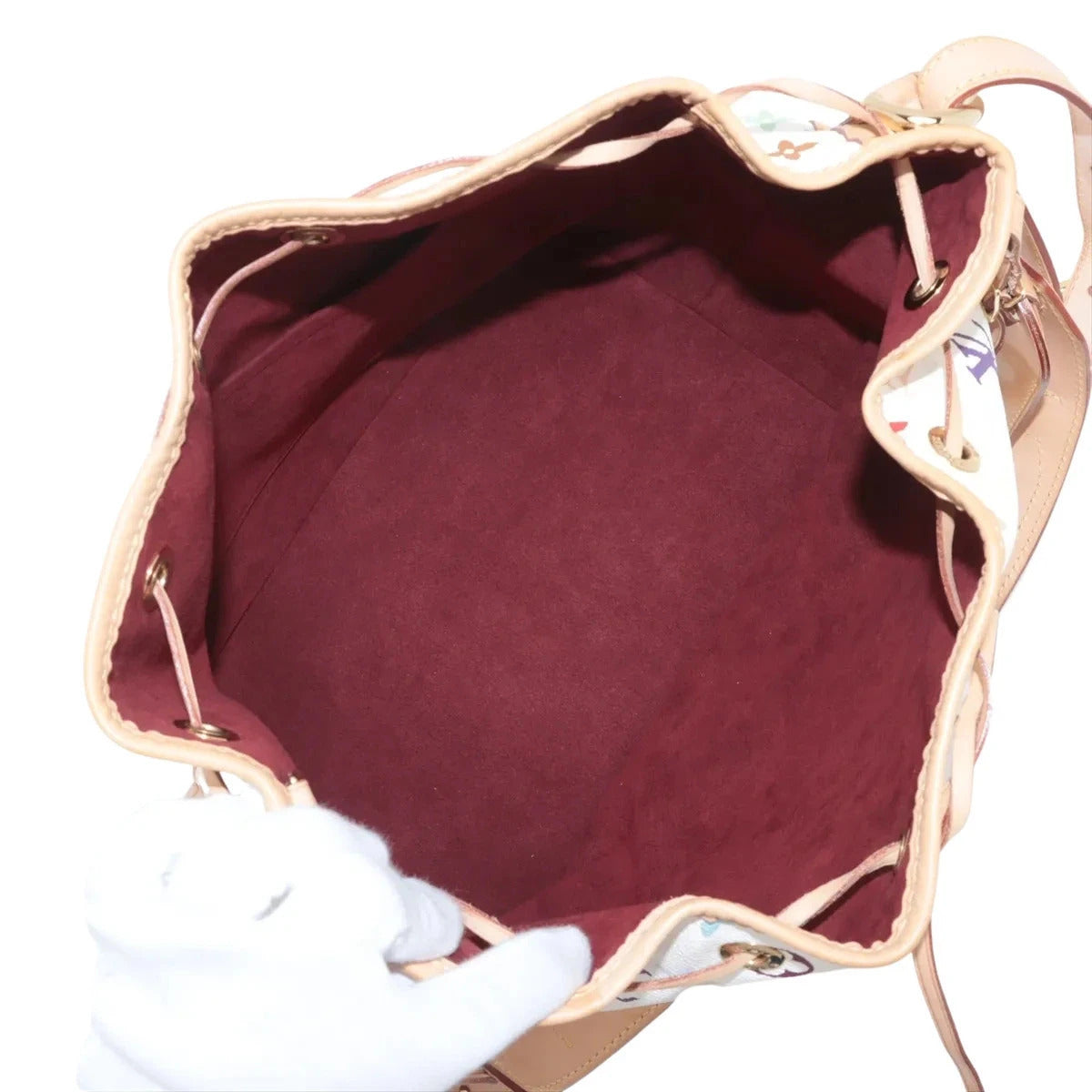 Pre-Loved Petit Noé Shoulder Bag Monogram Multicolore Coated Canvas Petit with Gold Hardware, White Multicolor