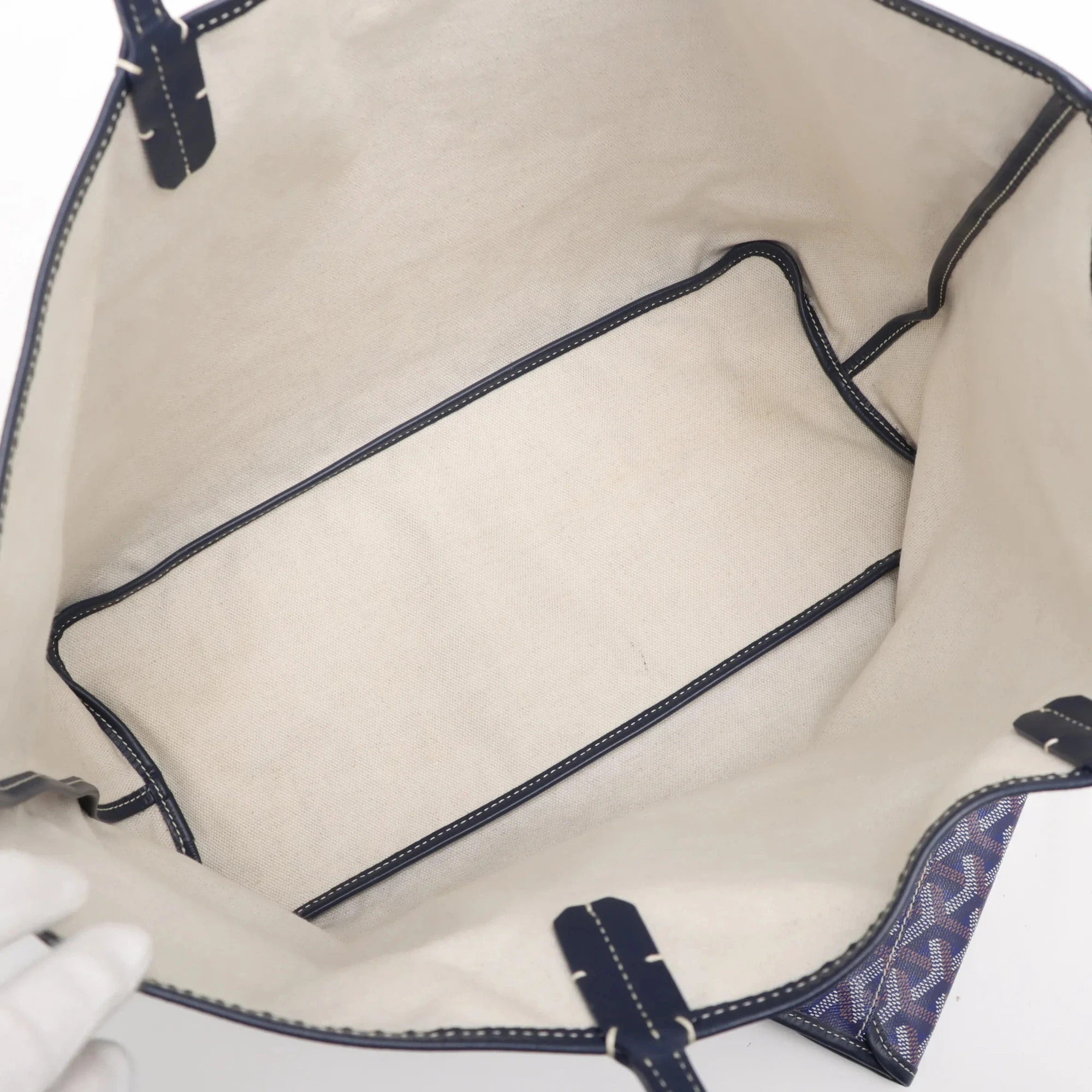 Pre-Loved Saint Louis Tote Goyardine Coated Canvas PM, Navy Blue