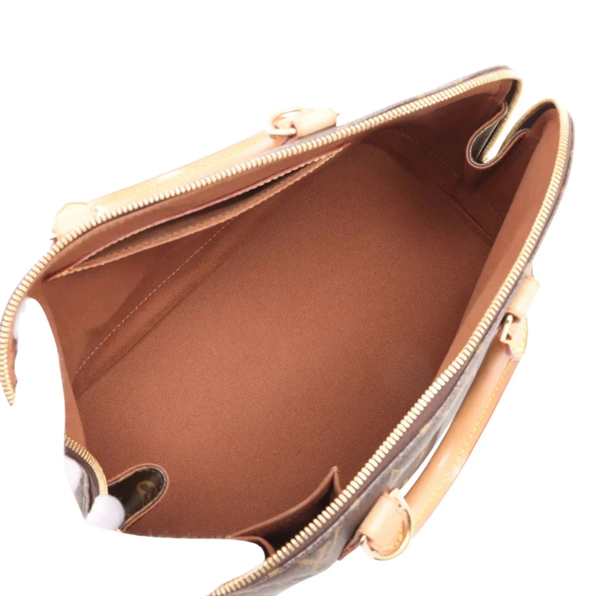 Pre-Loved Alma Handbag Monogram Coated Canvas PM with Gold Hardware, Brown