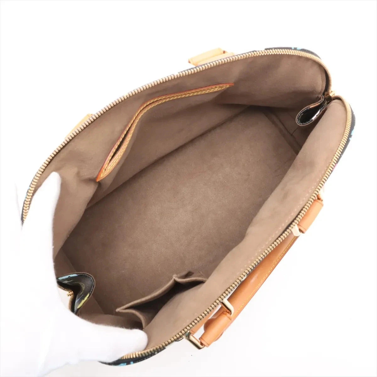 Pre-Loved Alma Handbag Monogram Coated Canvas PM with Gold Hardware, Black Multicolor