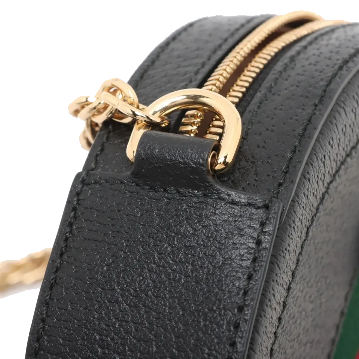Pre-Loved Ophidia Round Mini Crossbody Bag Leather Mini with Gold Hardware, Black