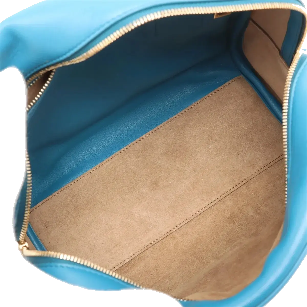 Pre-Loved Amazona Handbag Leather Small with Gold Hardware, Blue