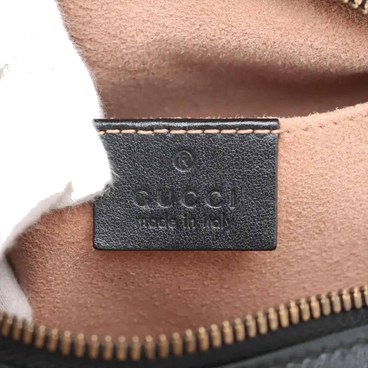 Pre-Loved GG Marmont Matelassé Camera Bag Crossbody Bag Quilted Leather Small with Aged Gold Hardware, Black