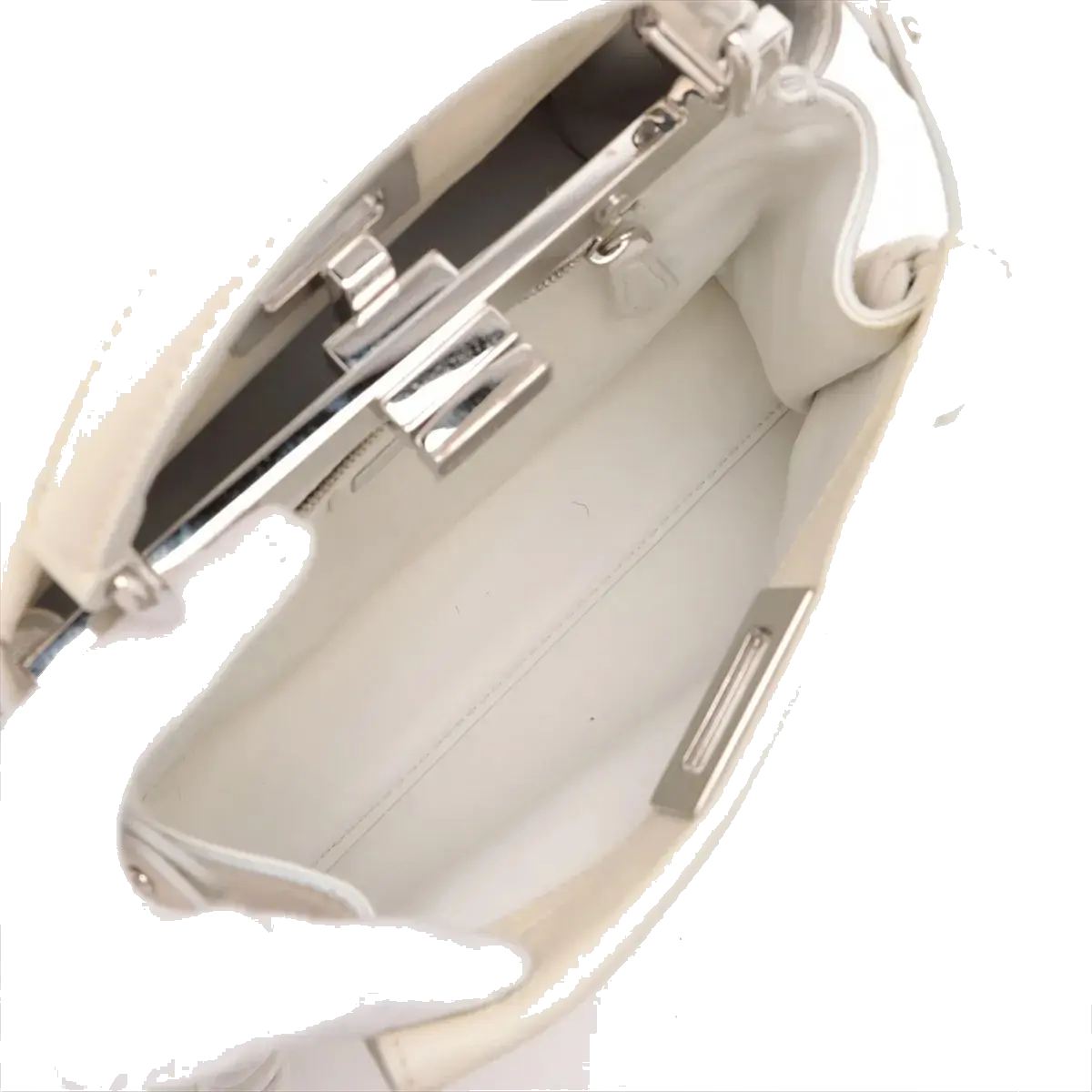 Pre-Loved Peekaboo Handbag Leather Mini with Silver Hardware, Ivory