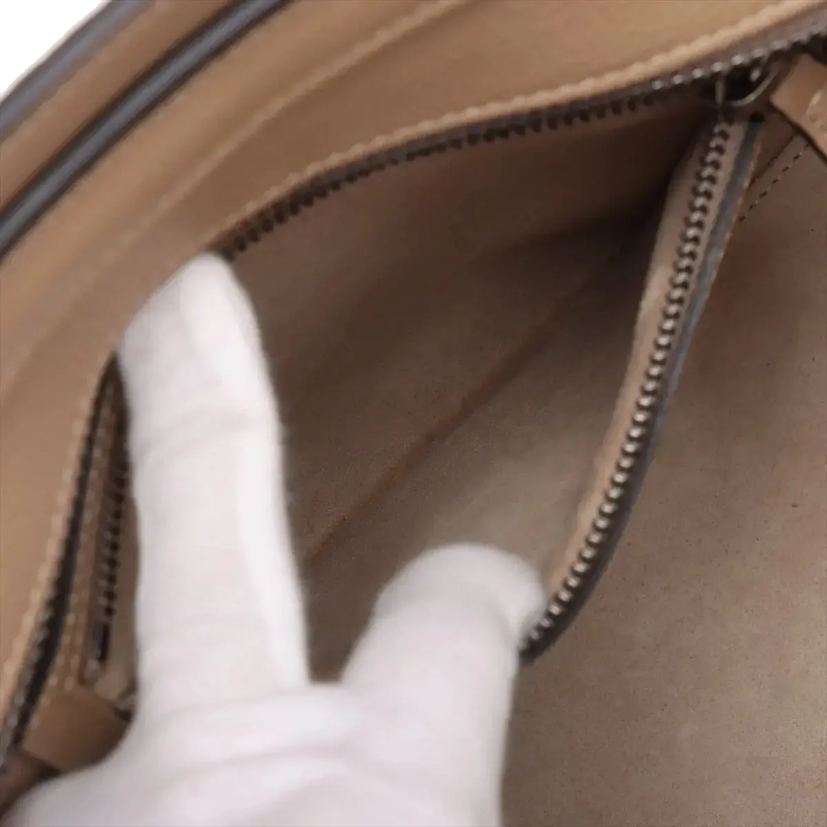 Pre-Loved Luggage Tote Leather Micro with Silver Hardware, Beige