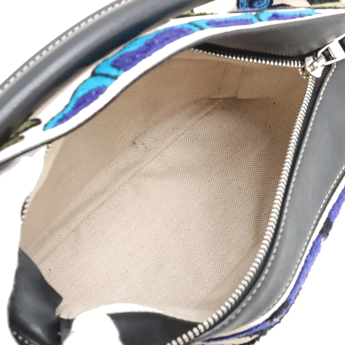 Pre-Loved Puzzle Handbag Embroidered Leather Small with Silver Hardware, Black Multicolor