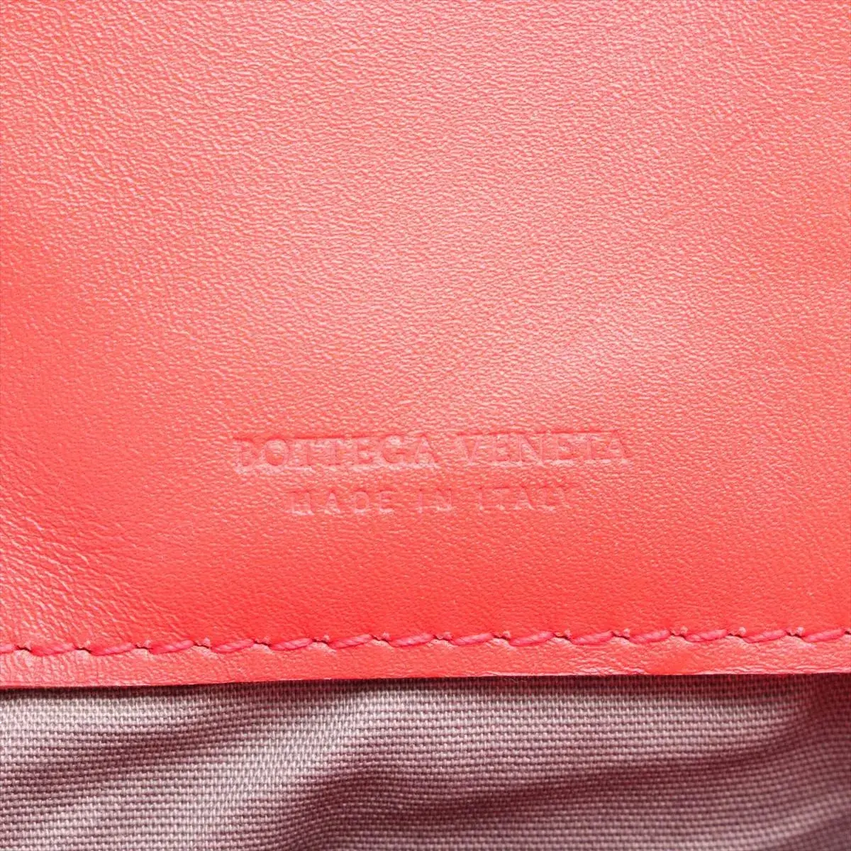 Pre-Loved Intrecciato Clutch Clutch Intrecciato Leather with Silver Hardware, Coral Red