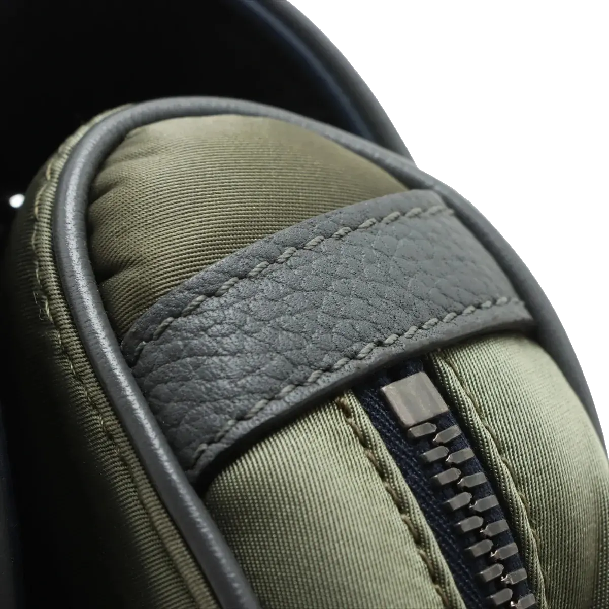 Pre-Loved Saddle Crossbody Bag Nylon with Black Hardware, Khaki Green / Navy