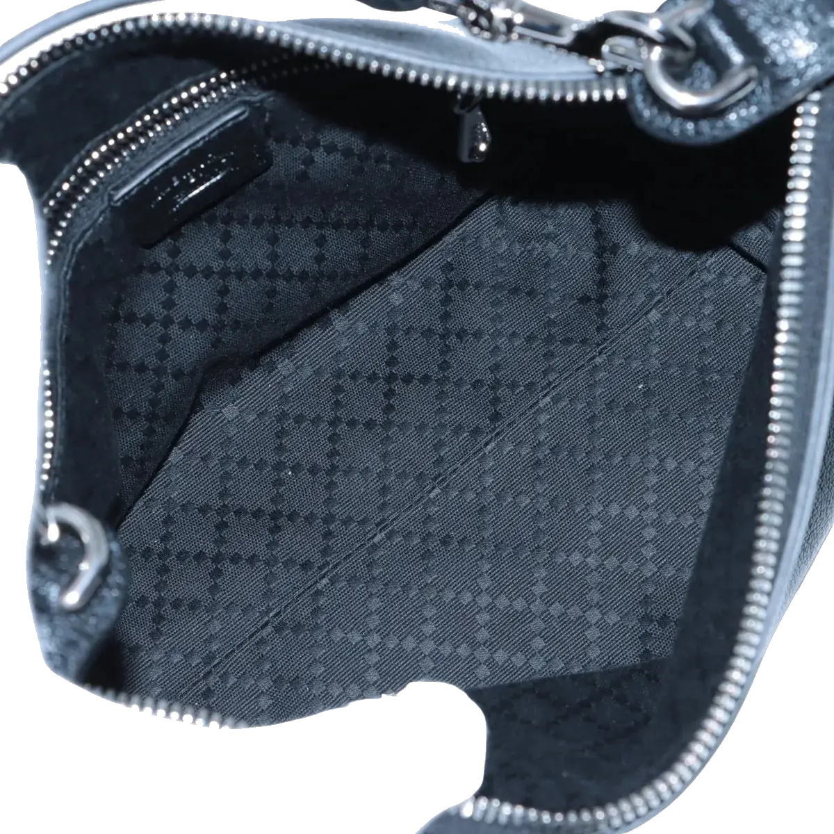 Pre-Loved Shoulder Bag Black Leather with Silver Hardware, Black