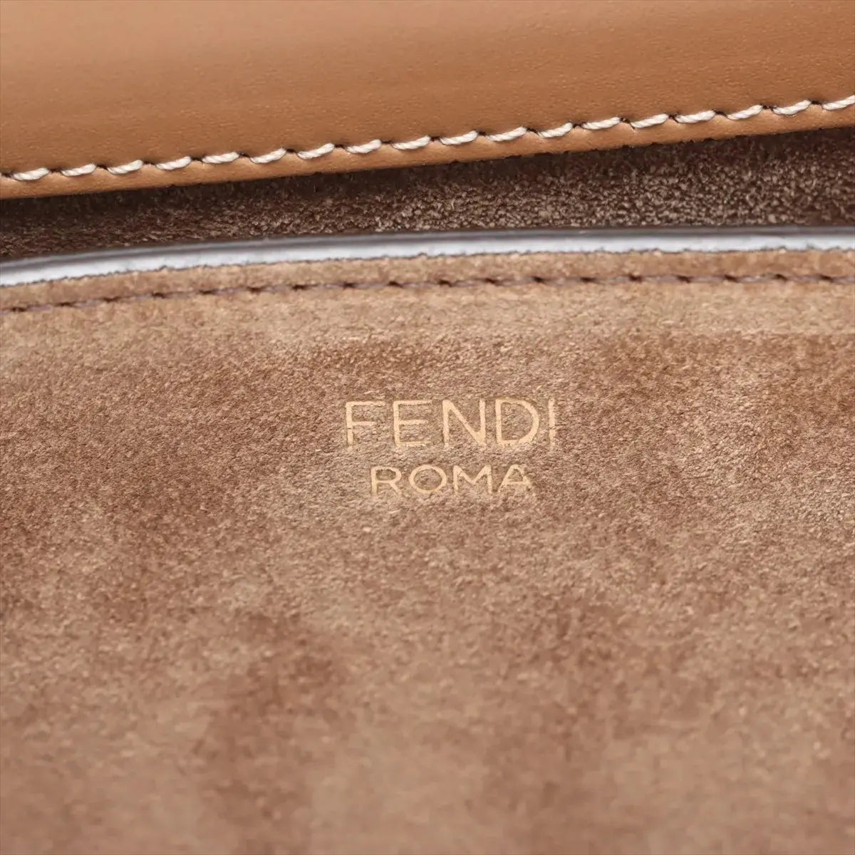 Pre-Loved Touch Crossbody Bag FF Logo Canvas Coated with Gold Hardware, Brown