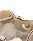 Pre-Loved Ophidia Bucket Bag GG Supreme Coated Canvas Mini with Gold Hardware, Beige / White
