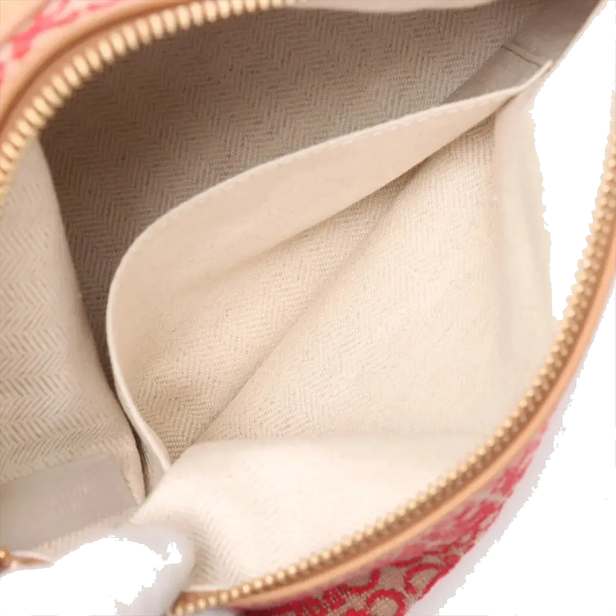 Pre-Loved Anagram Pochette Shoulder Bag Anagram Canvas Small with Gold Hardware, Red and Beige