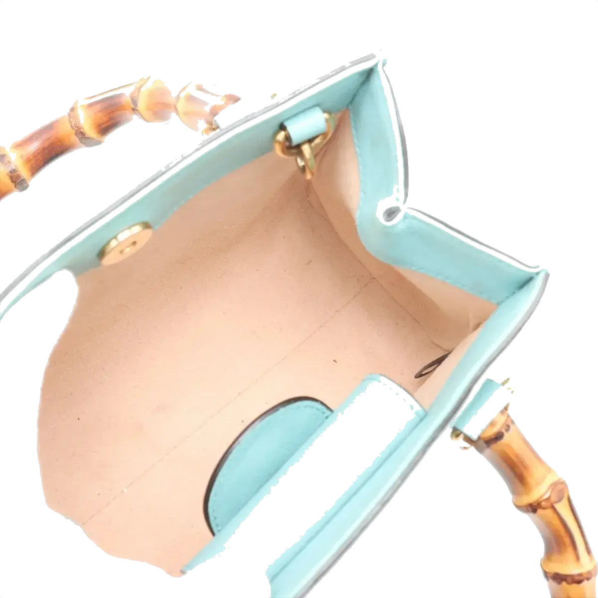 Pre-Loved Diana Bamboo Tote Leather Mini with Gold Hardware, Light Blue