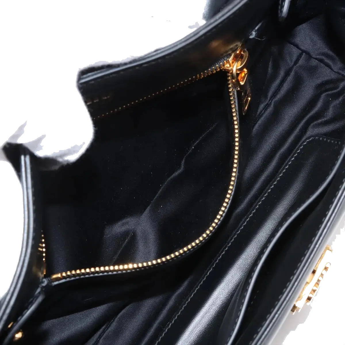 Pre-Loved Nappa Leather Shoulder Bag Leather with Gold Hardware, Black