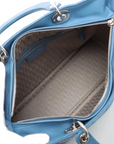 Pre-Loved Lady Dior Handbag Cannage Leather Large with Silver Hardware, Blue