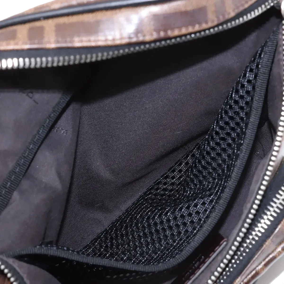 Pre-Loved FF Logo Belt Bag Belt Bag Coated Canvas with Silver Hardware, Brown