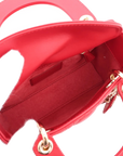 Pre-Loved Lady Dior Handbag Cannage Leather Mini with Gold Hardware, Red