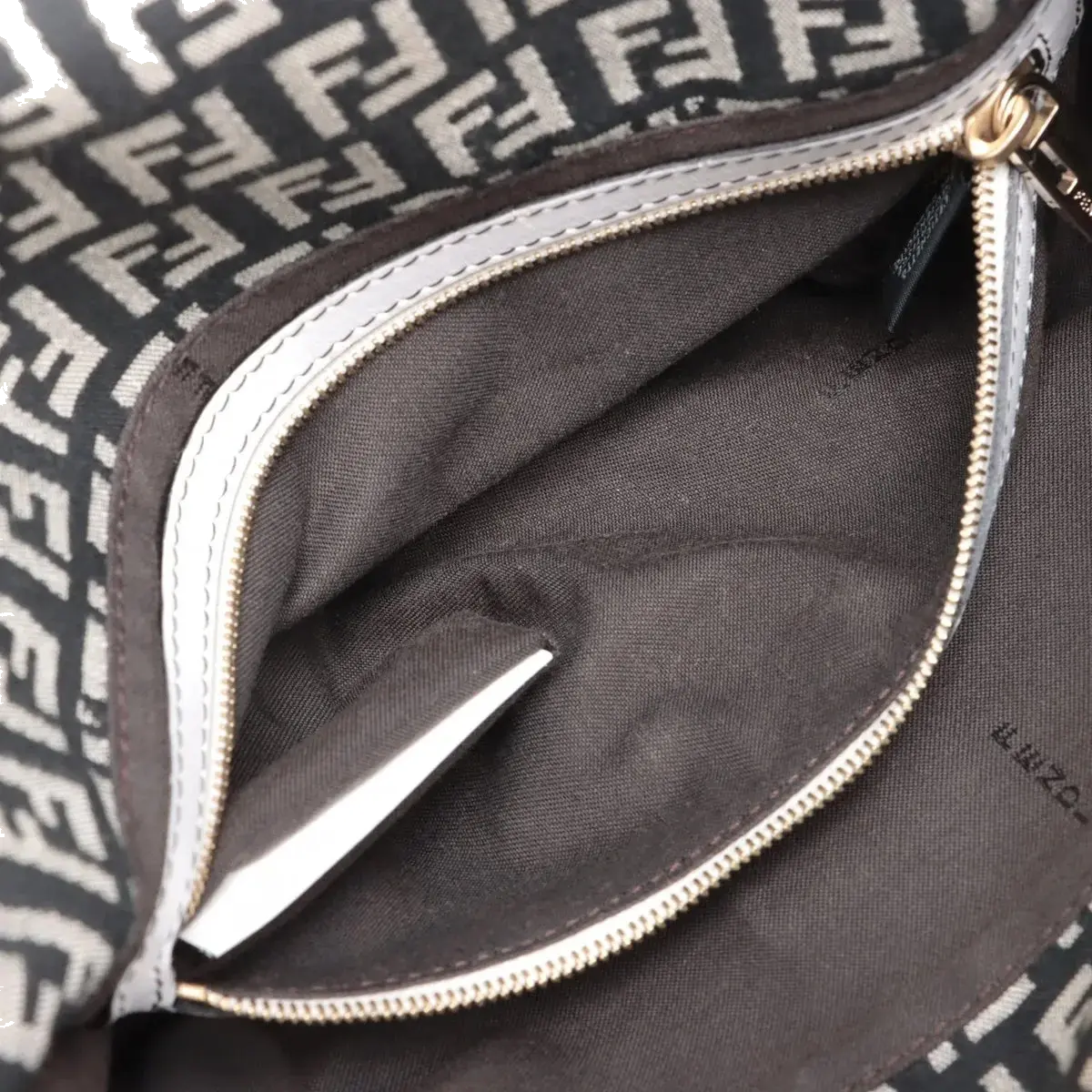 Pre-Loved Mamma Baguette Shoulder Bag Zucchino Coated Canvas with Gold Hardware, Black and Grey