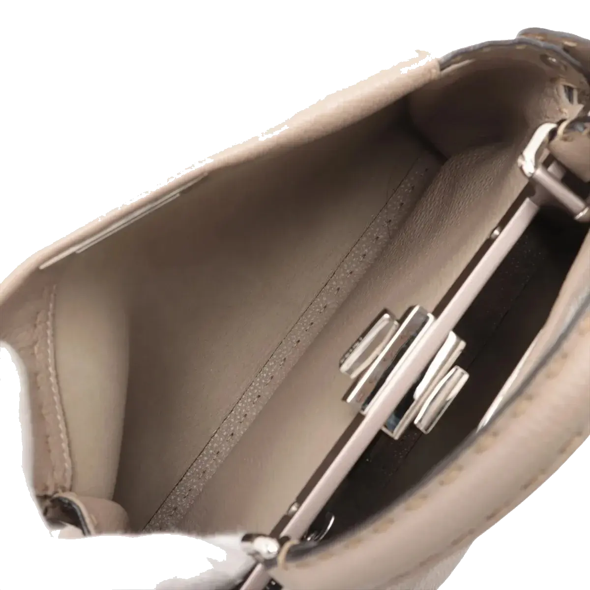 Pre-Loved Peekaboo Handbag Leather Regular with Silver Hardware, Taupe