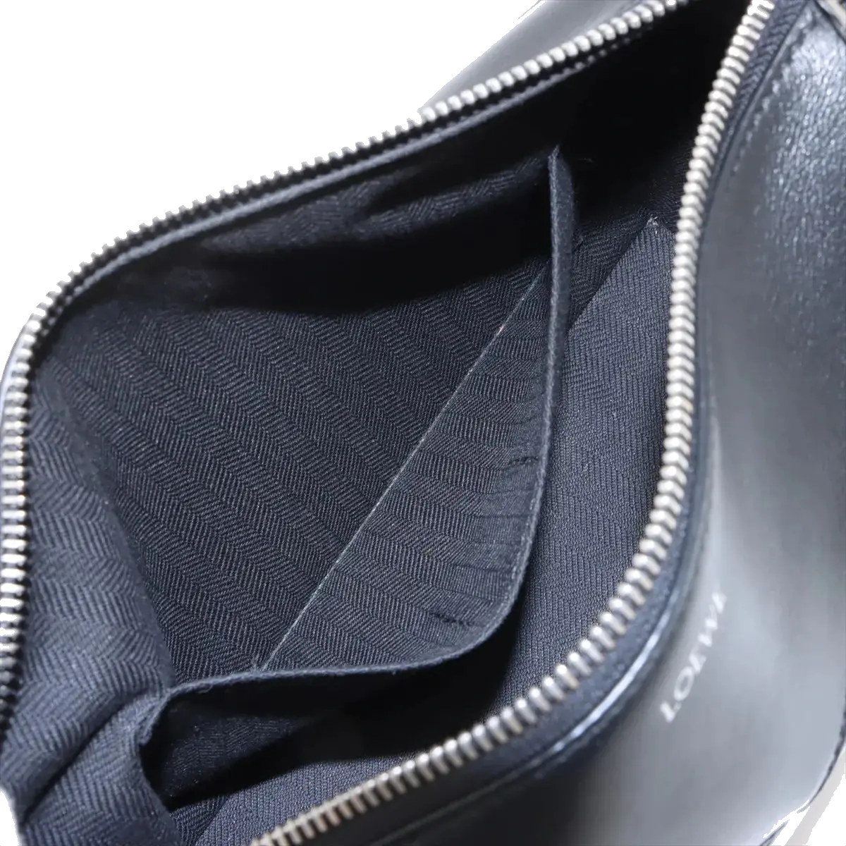 Pre-Loved Puzzle Fold Pouch Pochette Leather with Silver Hardware, Black