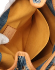Pre-Loved Pleaty Handbag Monogram Denim Small with Gold Hardware, Blue
