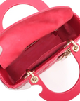Pre-Loved Lady Dior Handbag Cannage Leather Medium with Gold Hardware, Pink